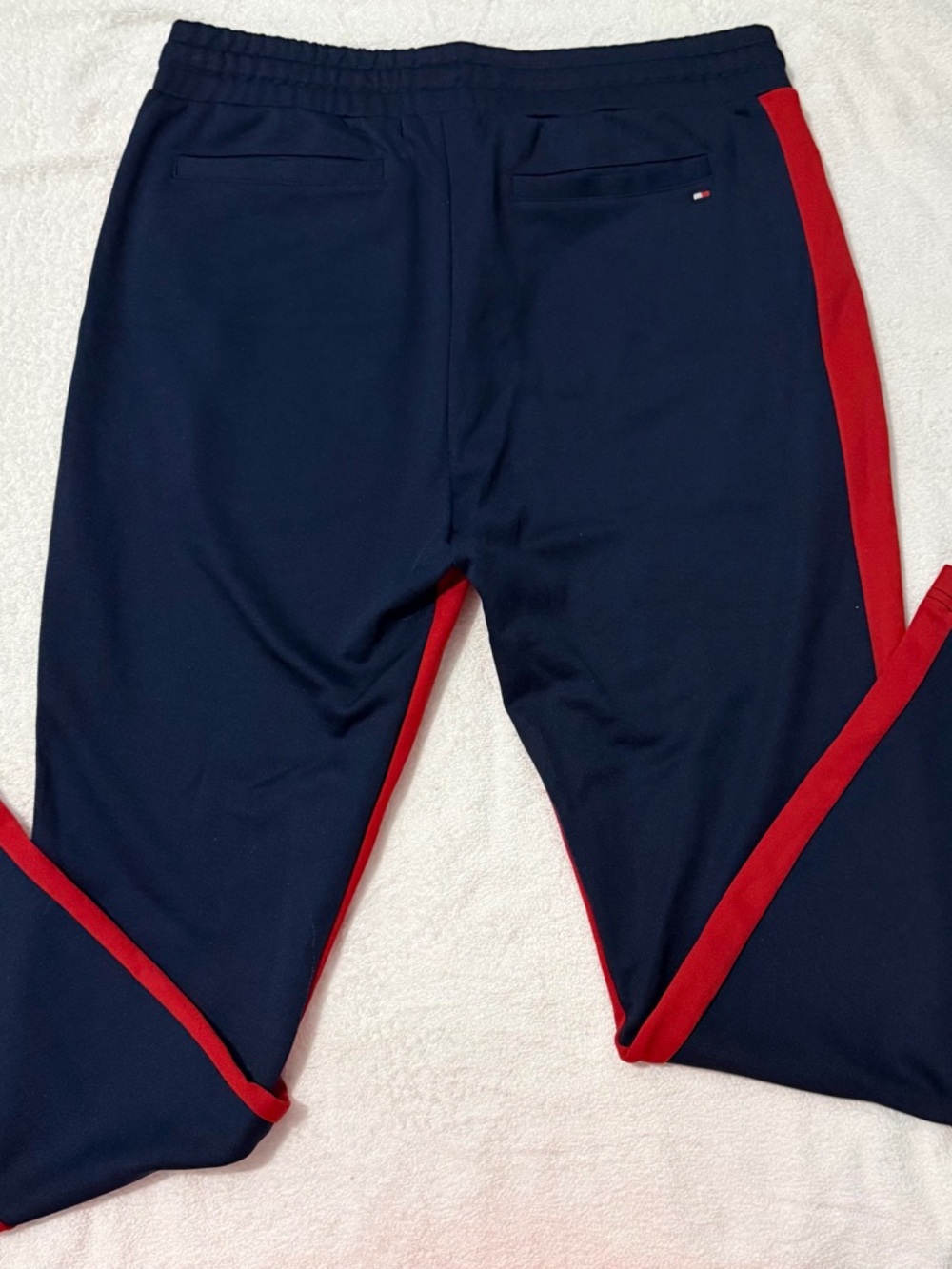 Tommy Hilfiger Navy Joggers with Red Side Stripe - Picture 2 of 4